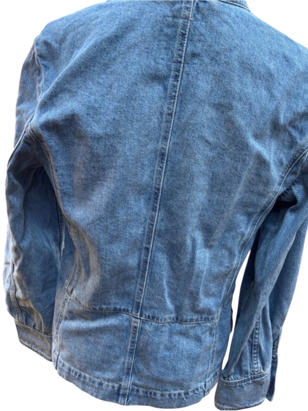 Free People We The Free M Imogene Denim Officer Jacket Military Utility Coastal - Picture 6 of 14